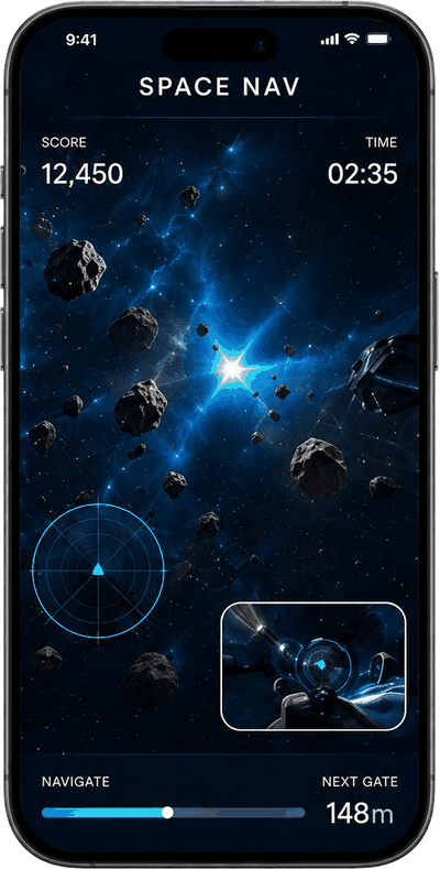 Space Nav phone mockup