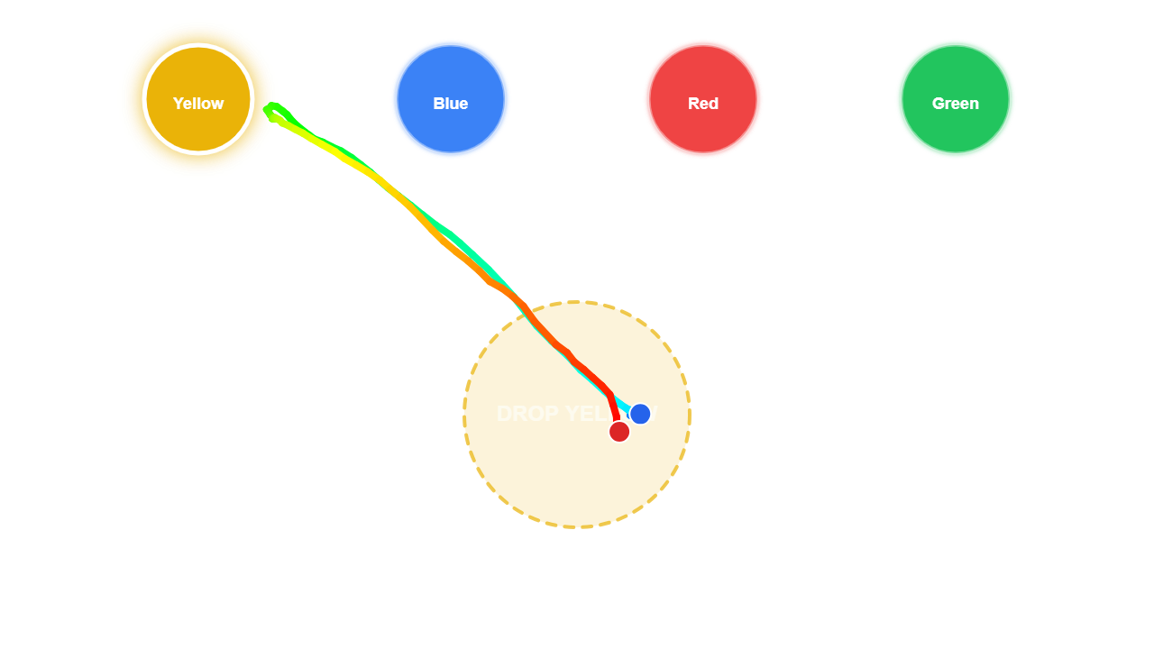 SphereIQ trial showing sphere transport trajectory from color target to circular drop zone